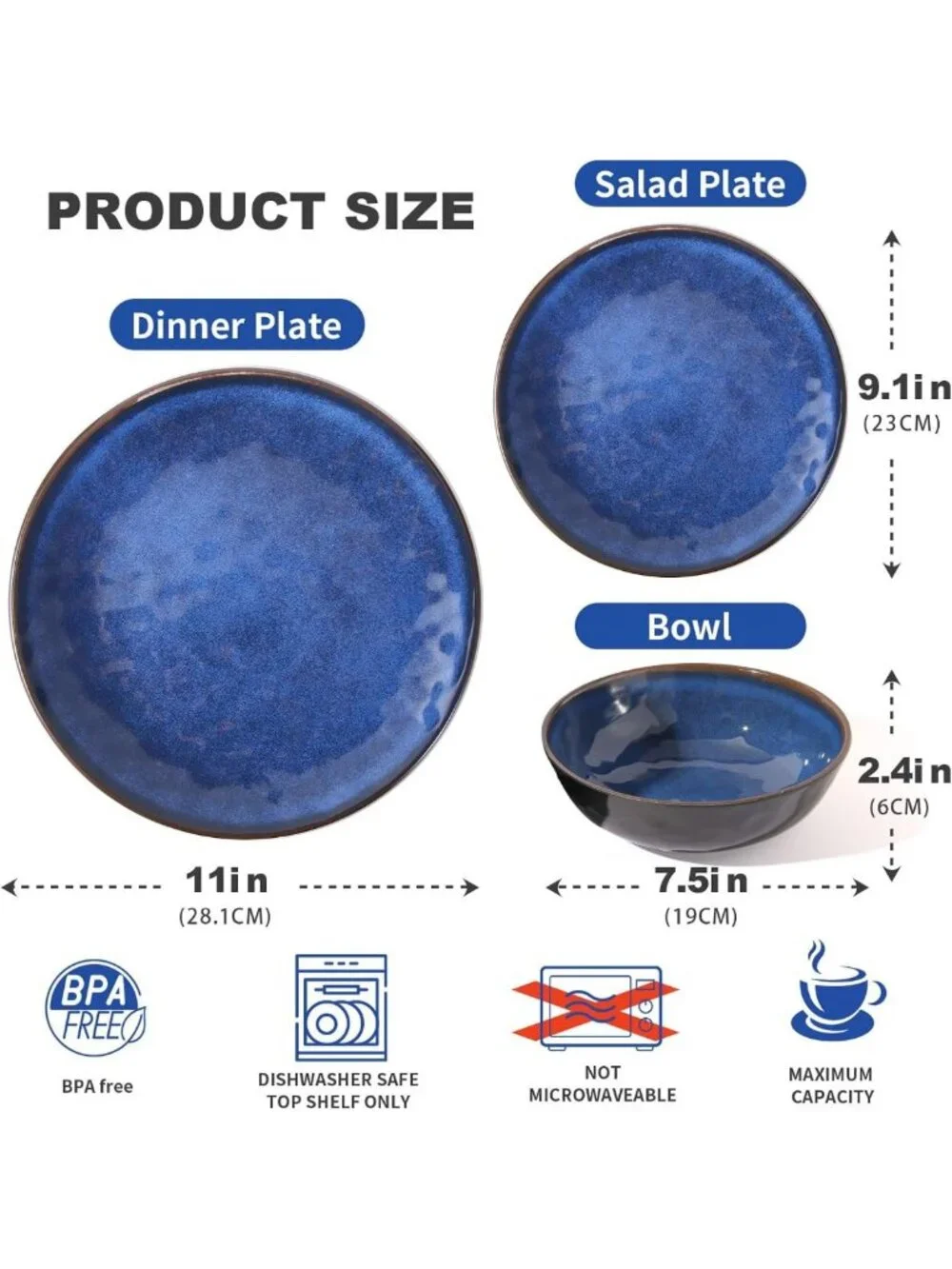 Rustic Farmhouse Melamine Dinnerware Set for 4 - Unbreakable, Lightweight